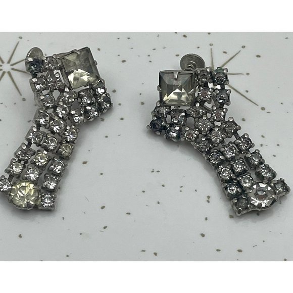 Vintage Triad earrings, Triad Rhinestones earring - Picture 1 of 6
